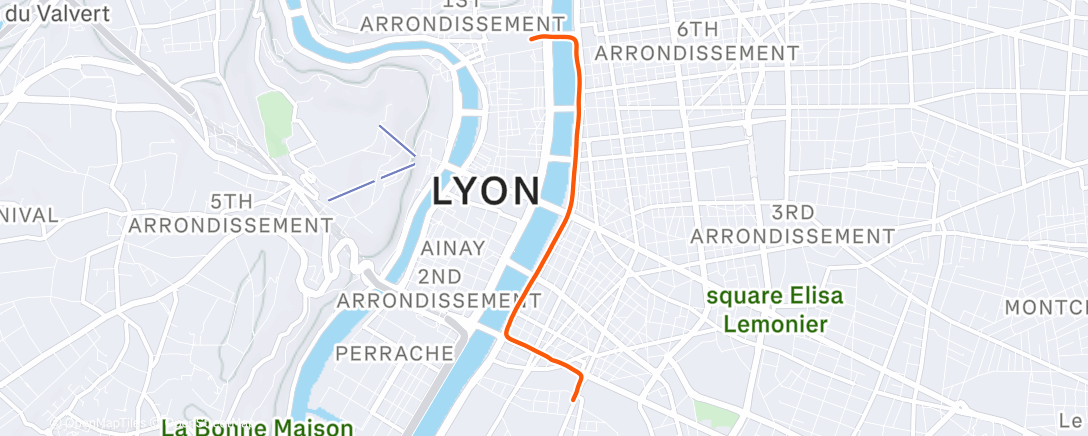 Карта физической активности (Course à pied dans l'après-midi)