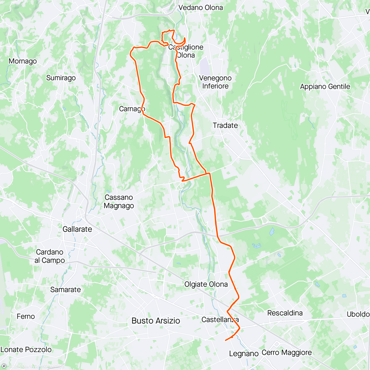 Mappa dell'attività Giro valle