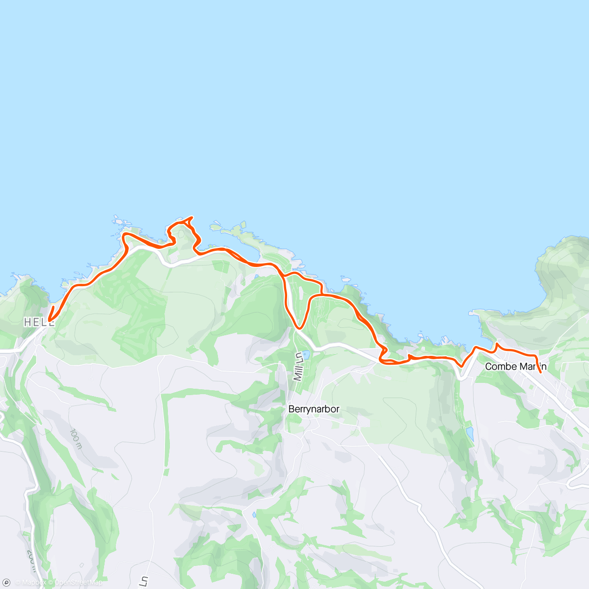 Map of the activity, Hele Bay and back