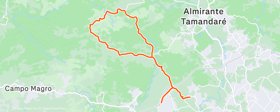 Map of the activity, Pedalada de mountain bike ao entardecer