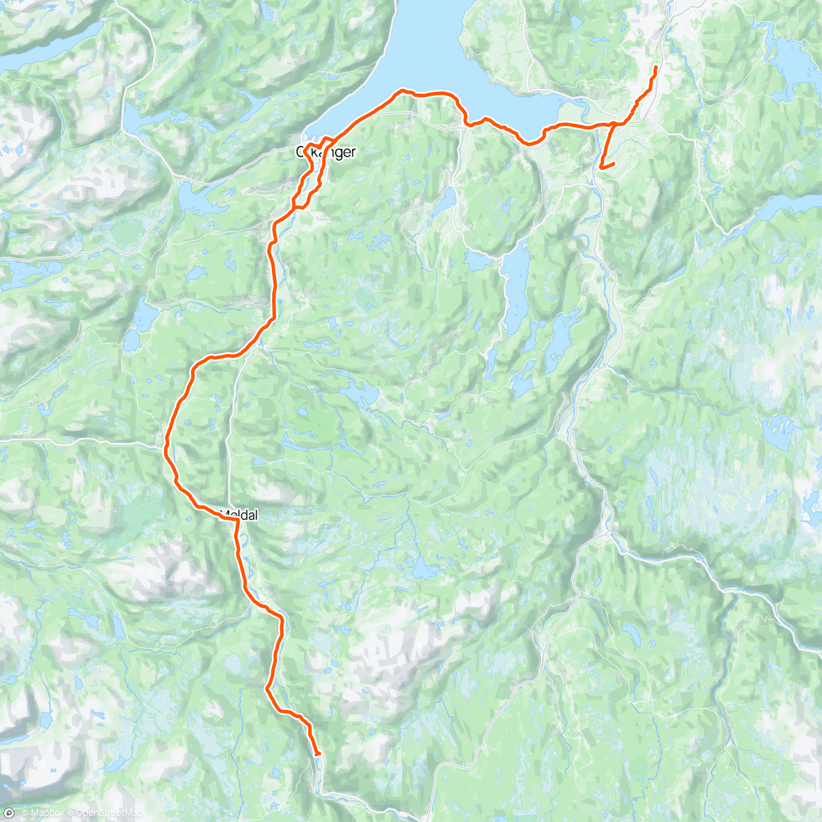 Mapa de la actividad (SSK Vättern til Rennebu og tilbake)