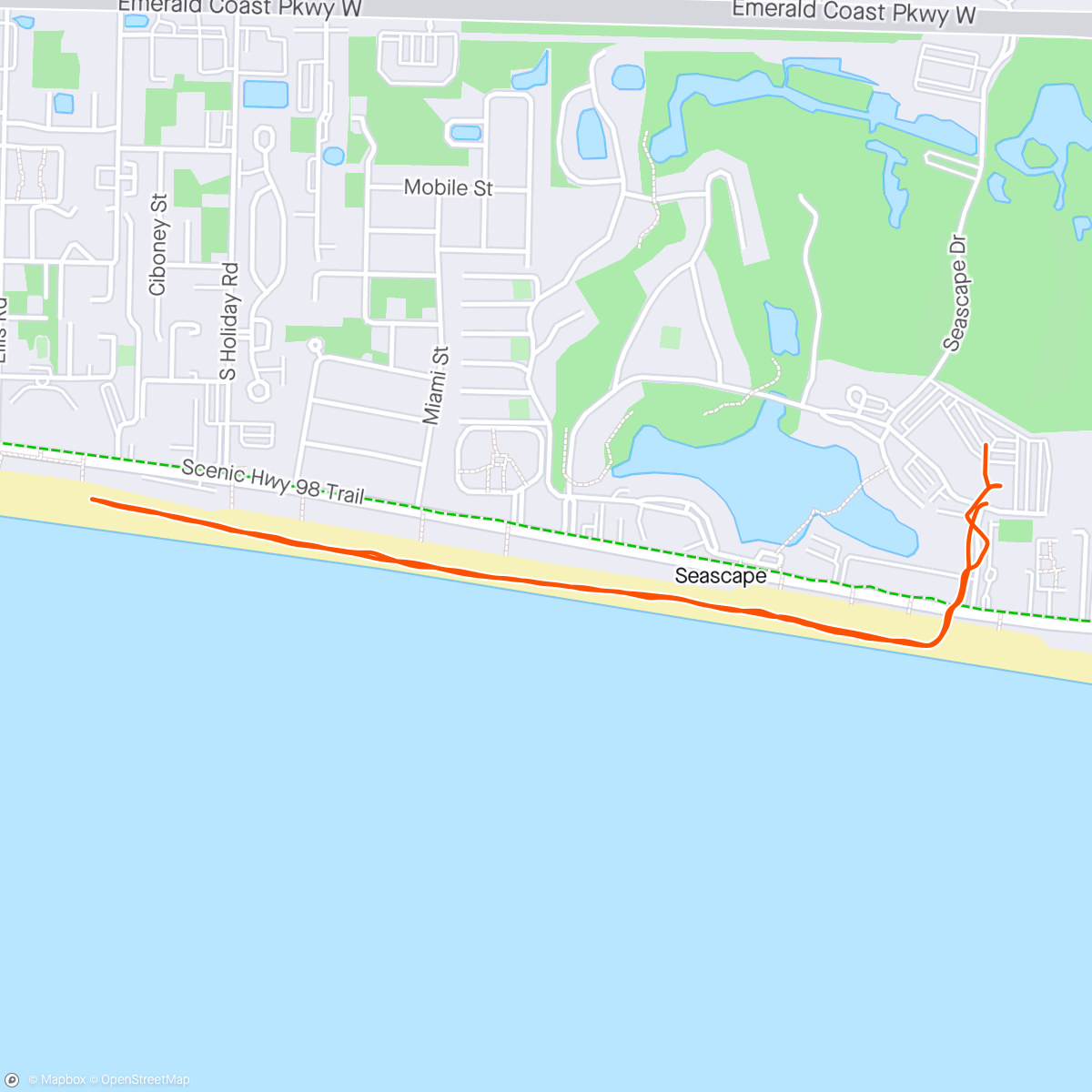 Map of the activity, Miramar Beach Walk