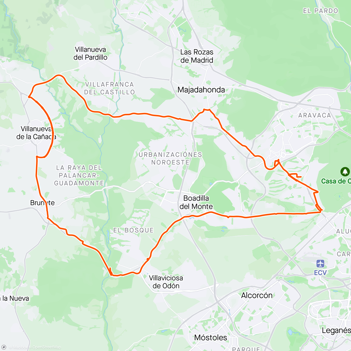 Mapa de la actividad, Crono aluche team-bici almuerzo y cronoescalada final