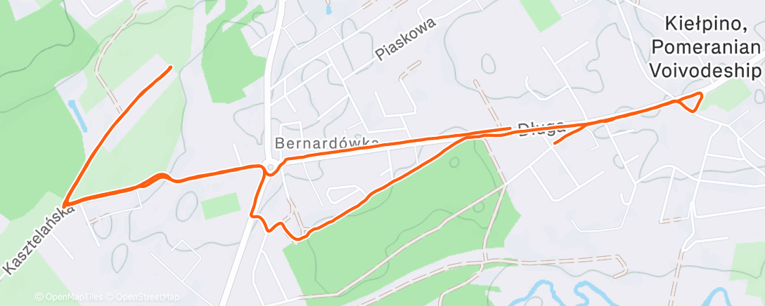 Map of the activity, Podbiegi 18x 200m