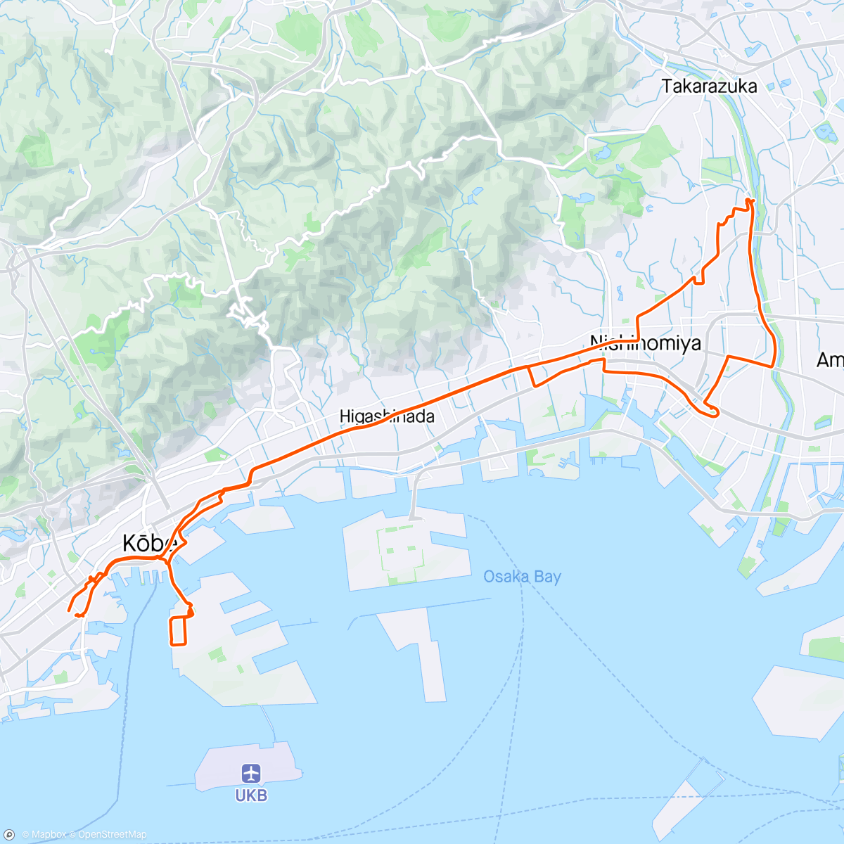 Map of the activity, 神戸サイクリング３杯目