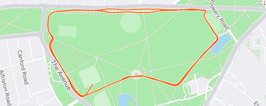 Map of the activity, Clapham parkrun