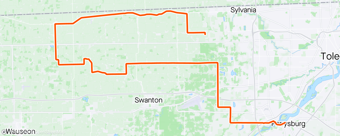 Map of the activity, Morning Ride (over 70 miles computer set late)