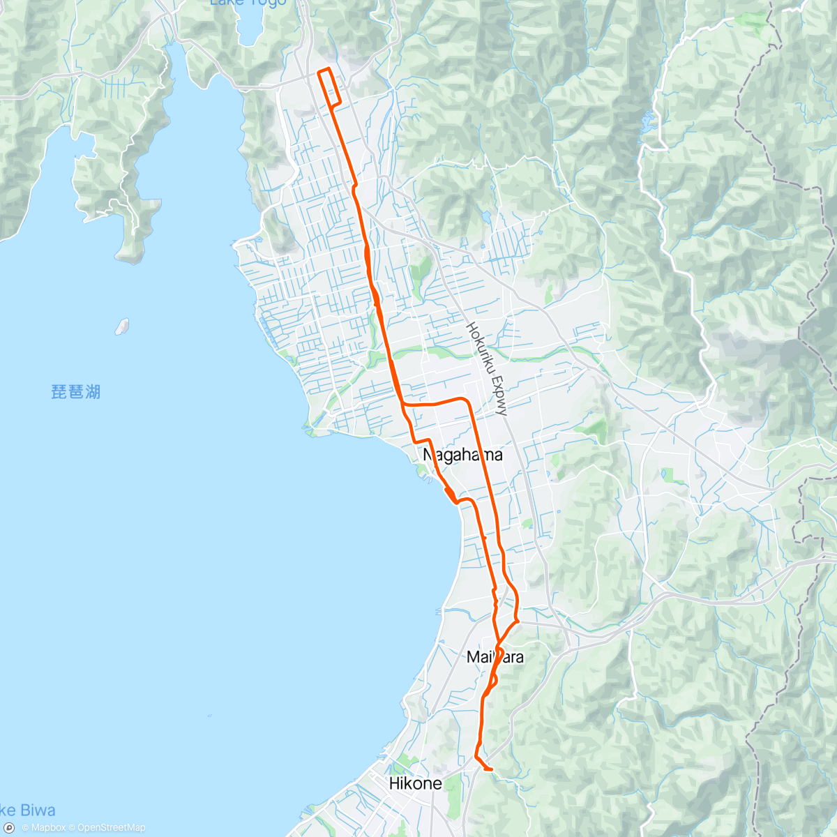 Map of the activity, 旧街道ライド 北国街道 鳥居本〜木之本