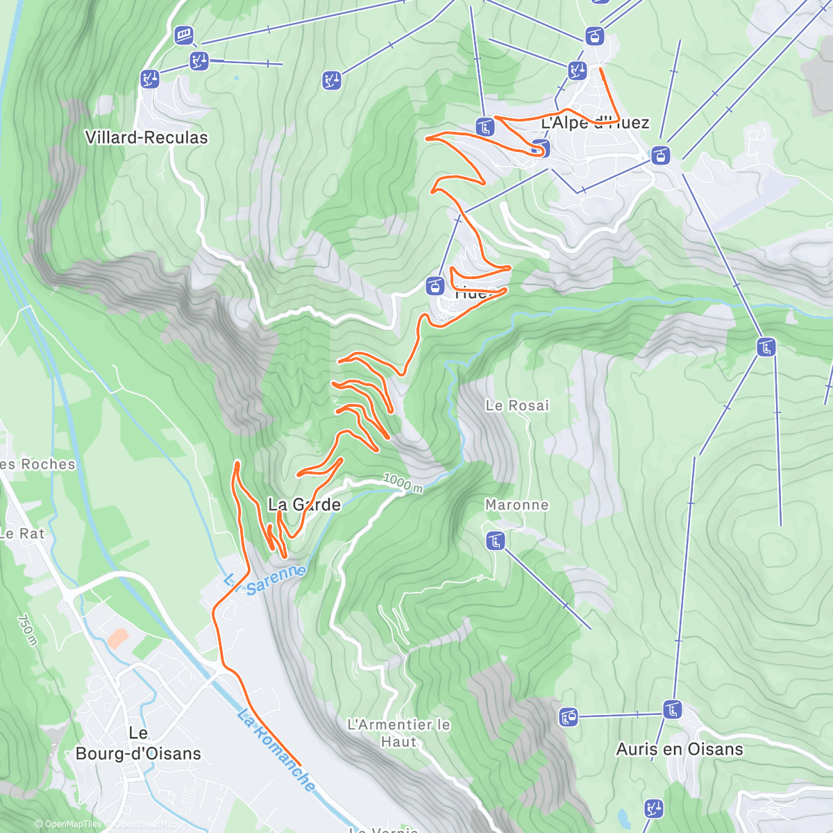 Map of the activity, Alpe d’Huez