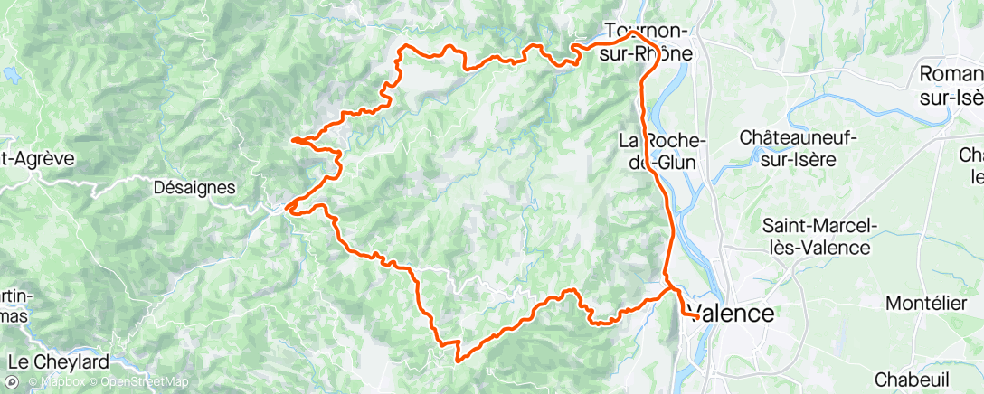 Map of the activity, Sortie allongée du mardi : Lamastre CC col du mur de Boze