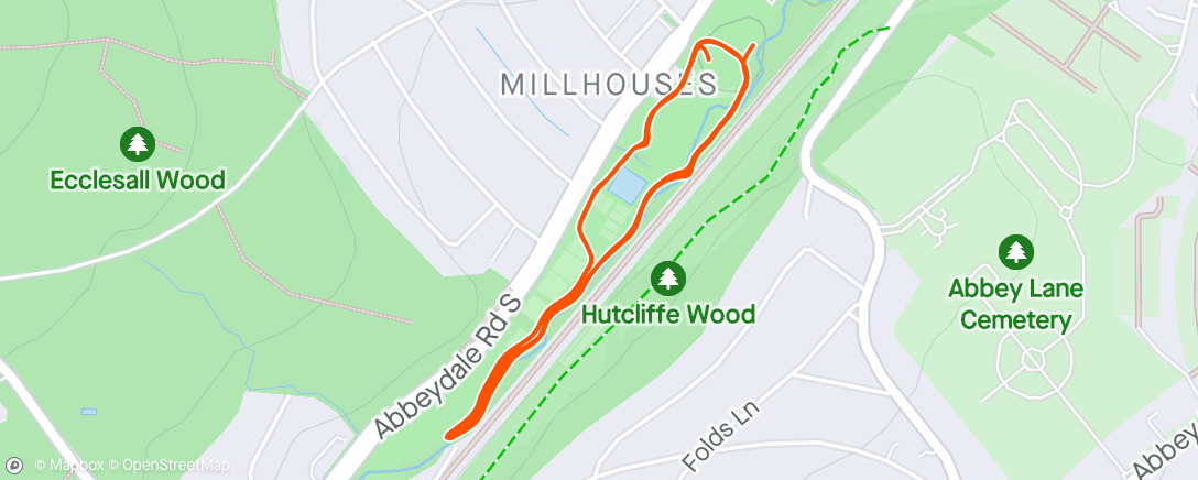 Mapa de la actividad (Millhouses Parkrun)