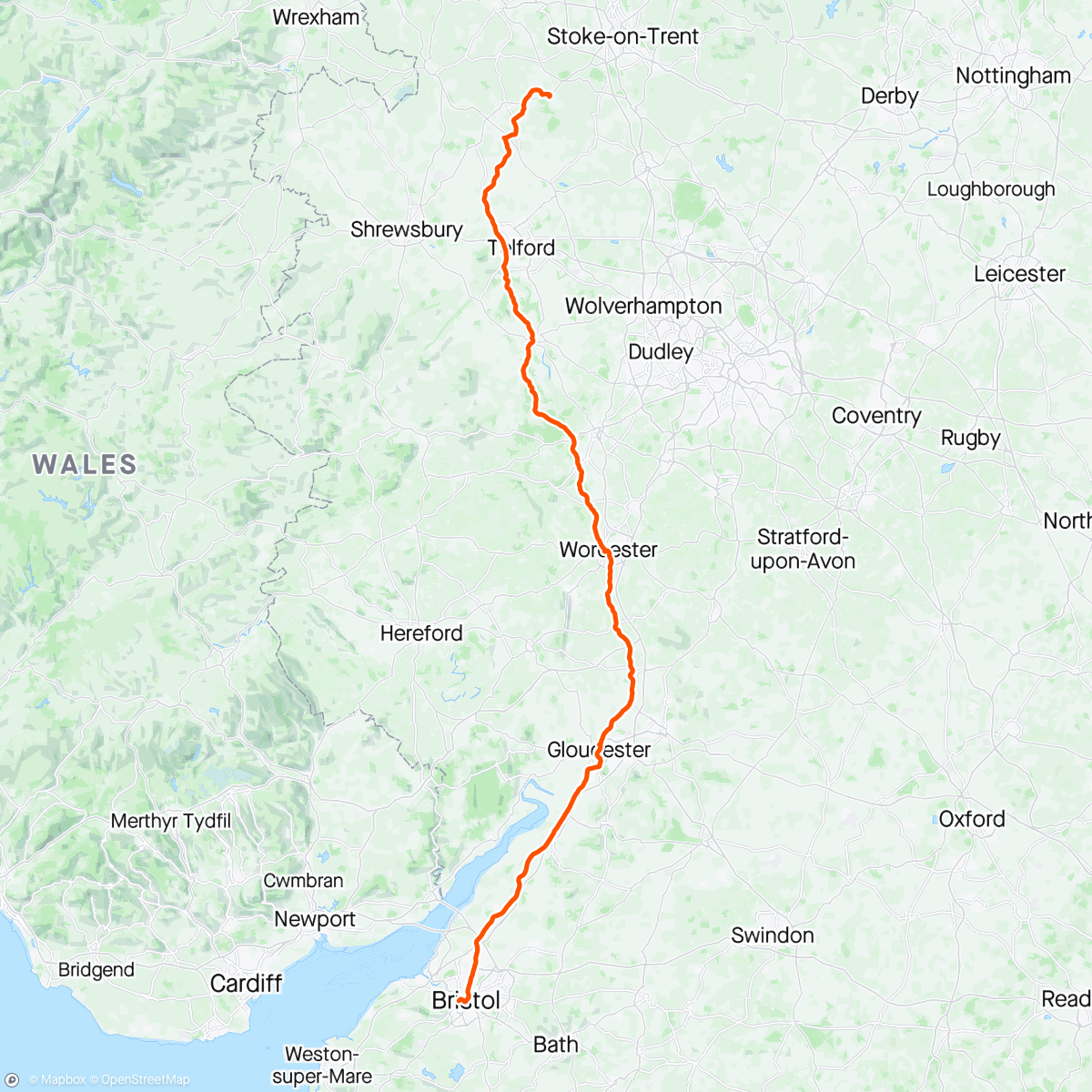 Map of the activity, Bristol to Ashley Heath