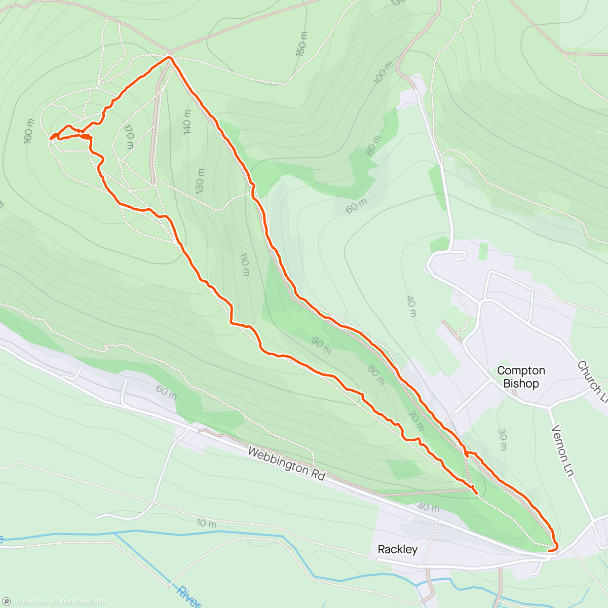 Map of the activity, Friday Evening Hike