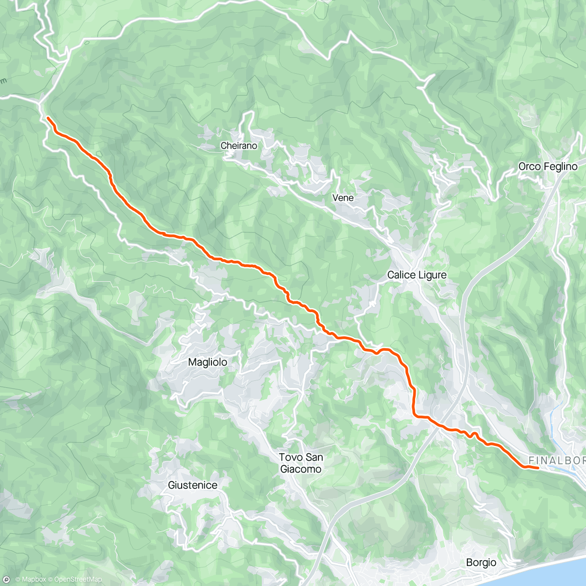 Map of the activity, Finale Ligure - dag 2 - siste tur - the famous Rollercoaster