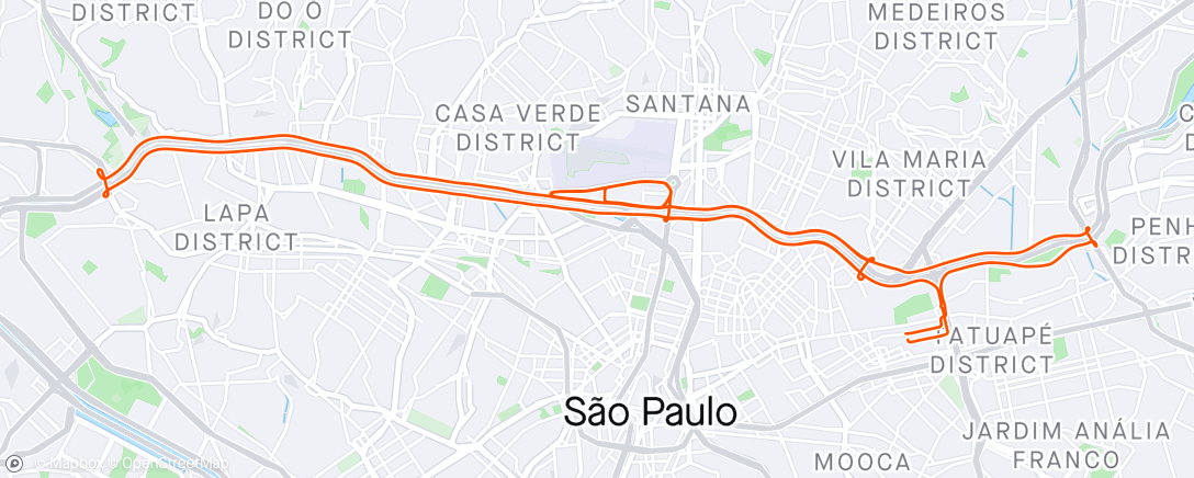 Map of the activity, Pedalada de bike ao entardecer