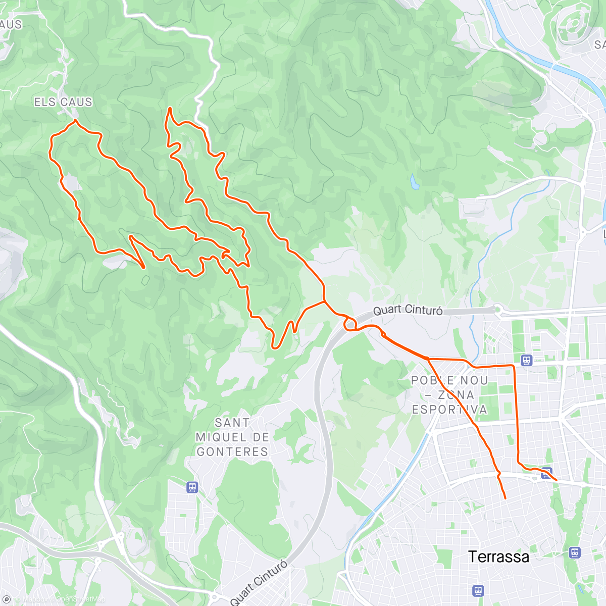 Map of the activity, tarde por la lluvia de bicicleta