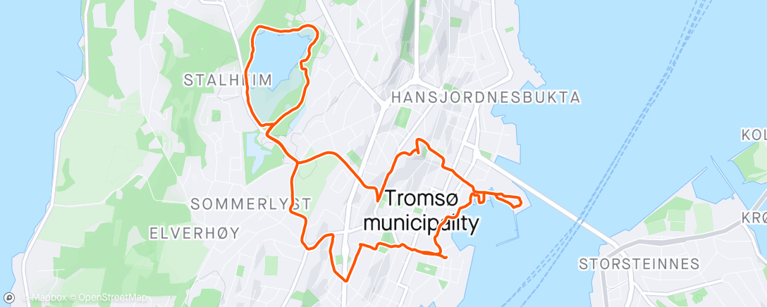 Карта физической активности (Kvelds-sightseeing i Tromsø etter lang møtedag i Bodø)