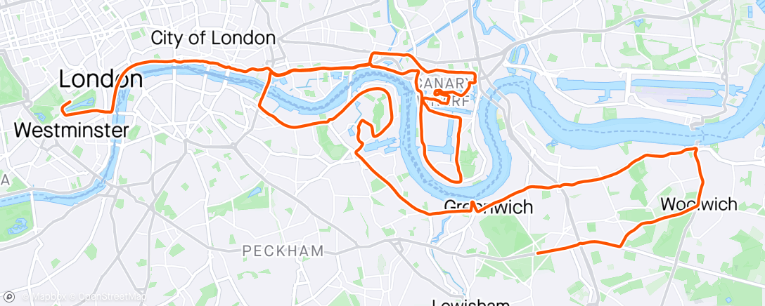 Mapa de la actividad, London Marathon