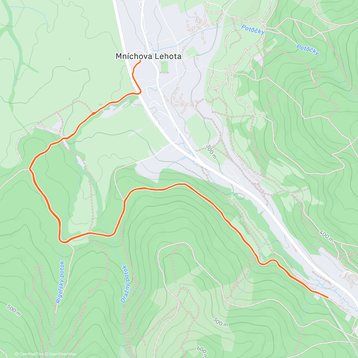 Map of the activity, Morning Trail Run Anaerobic