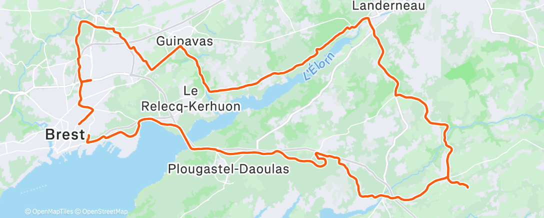 Map of the activity, Sortie vélo le midi