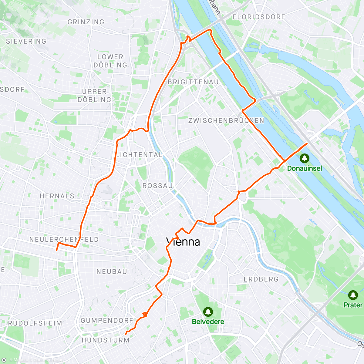 Map of the activity, E-Bike Ride around Vienna