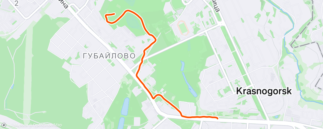 Map of the activity, Evening Run