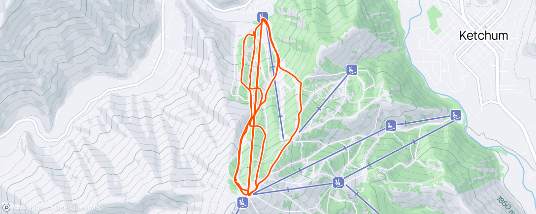 Mapa de la actividad, Slopes - A day skiing at Bald Mountain - Sun Valley