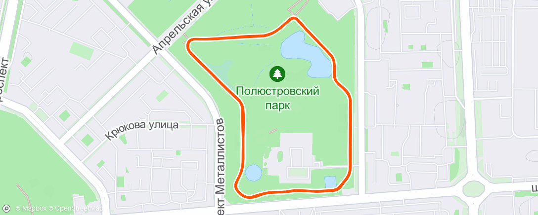 Map of the activity, Легкоатлетический пробег. Полюстровский парк.