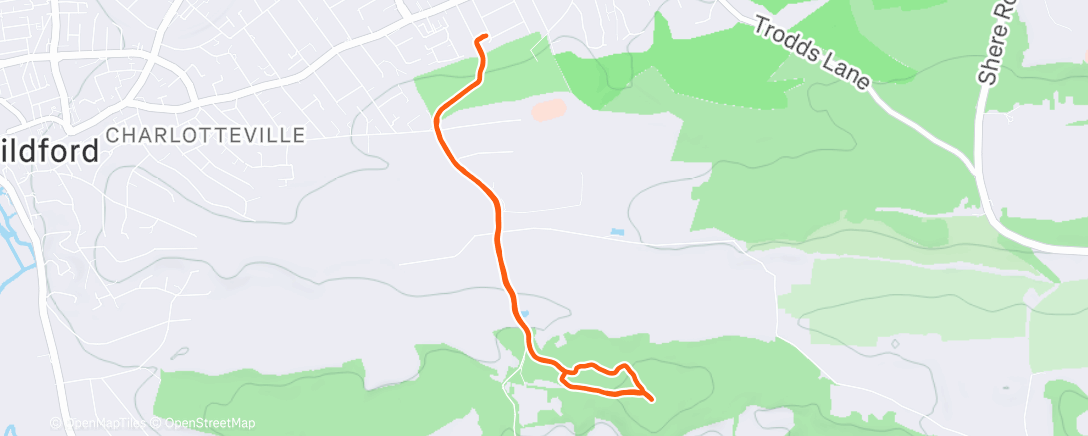 Map of the activity, 6 x 60s hills