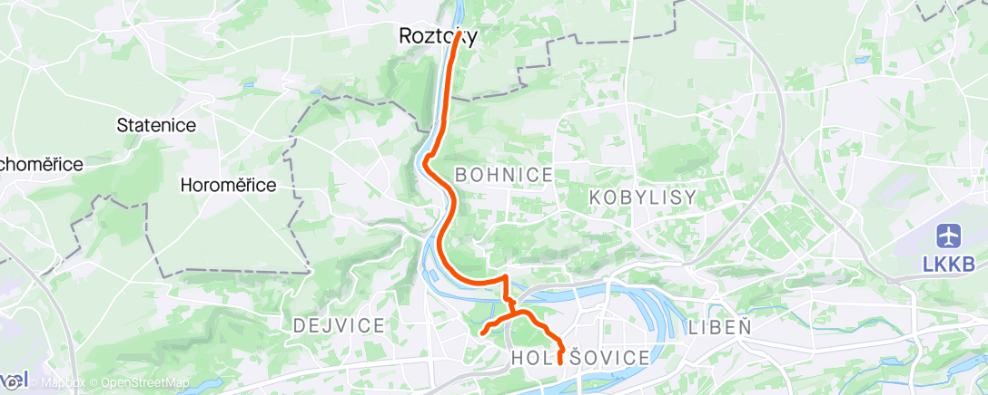 Map of the activity, Pacing Terezka for her 16k long run