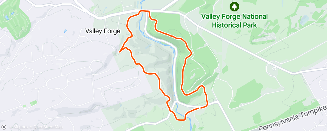 Map of the activity, Valley Forge Run
