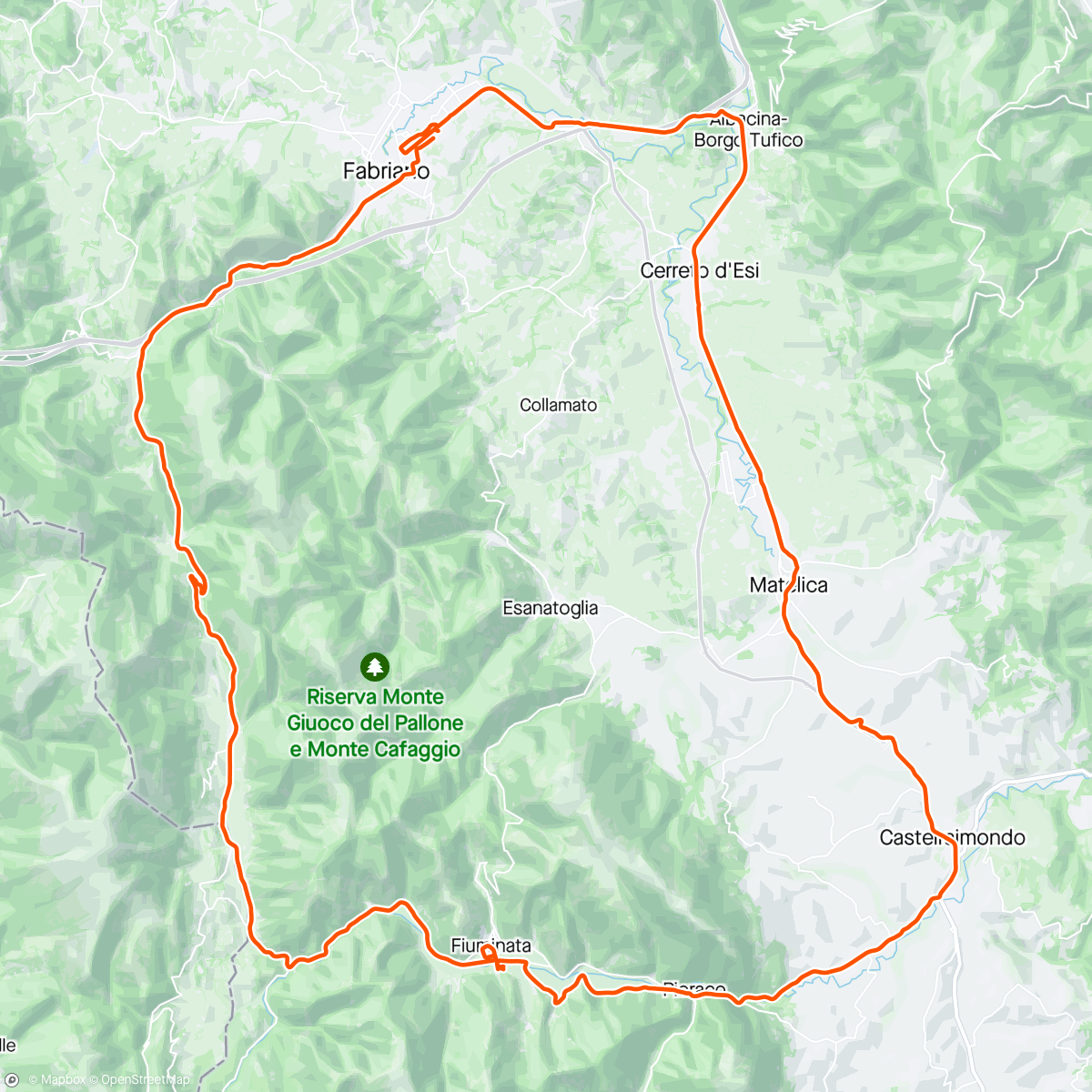 アクティビティ「🚴‍♂️🔌🔌 Giro di Pioraco」の地図
