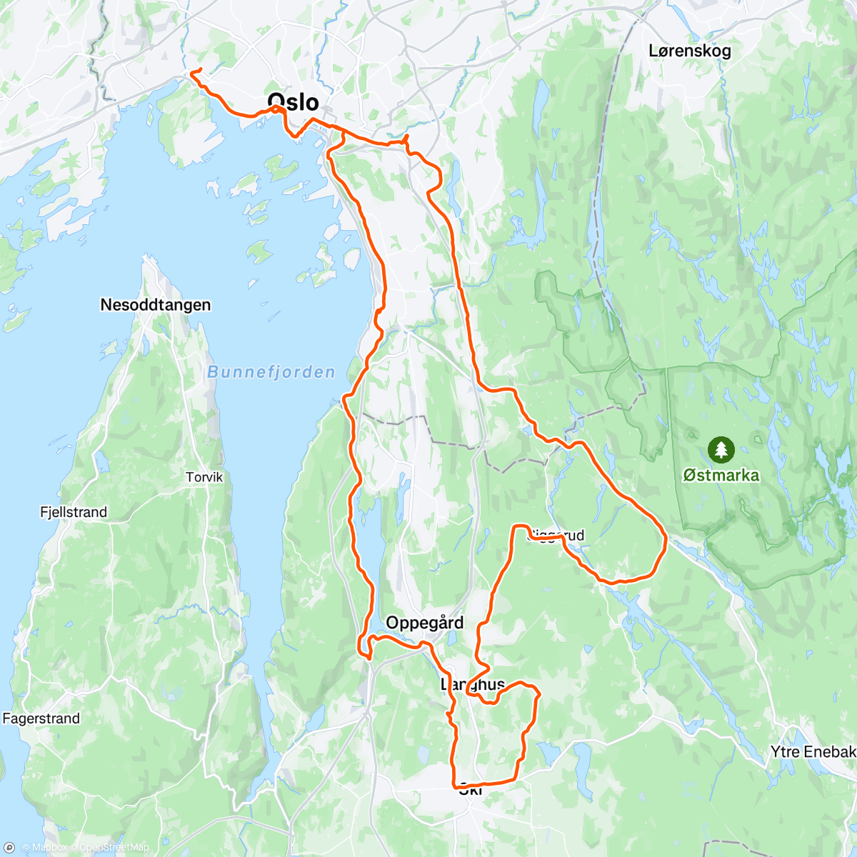Map of the activity, En meget ålreit kveldstrill☀️