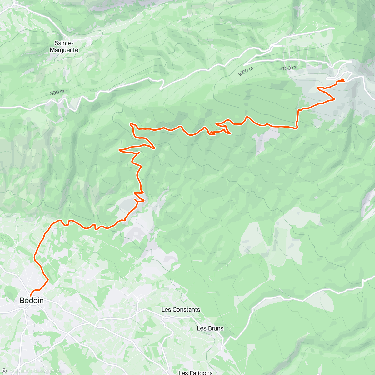 Map of the activity, Ascension du Ventoux en trail 🏔