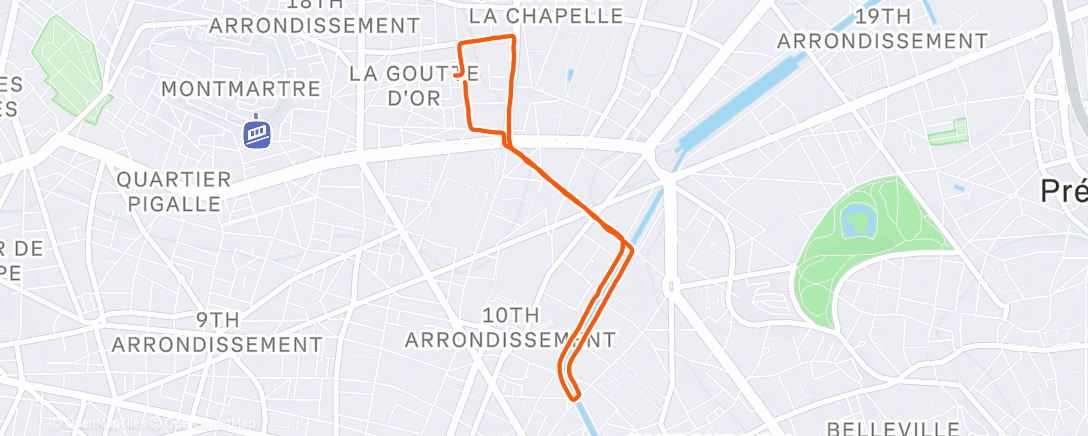 Map of the activity, Evening Run