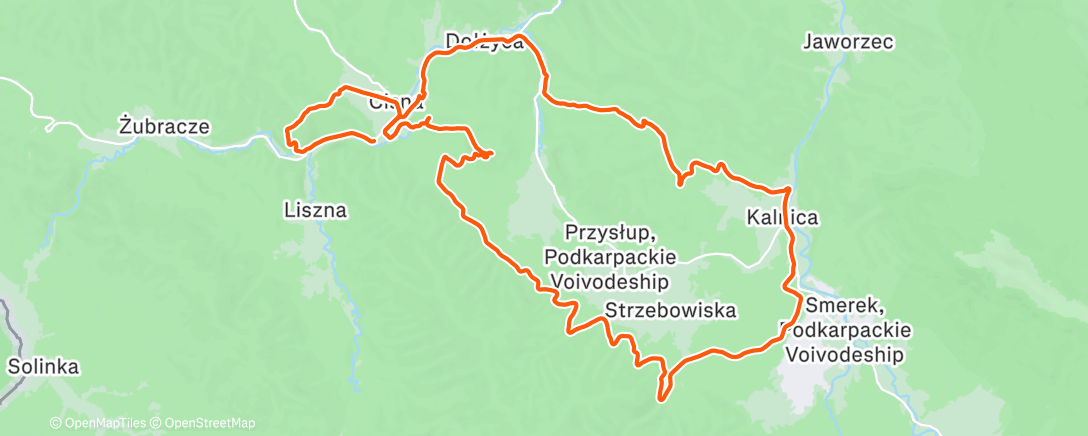 Map of the activity, Reko pierwszej i ostatniej części Zimowego Maratonu Bieszczadzkiego