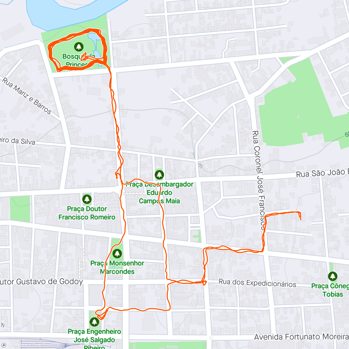 Map of the activity, Caminhada Bosque da Princesa