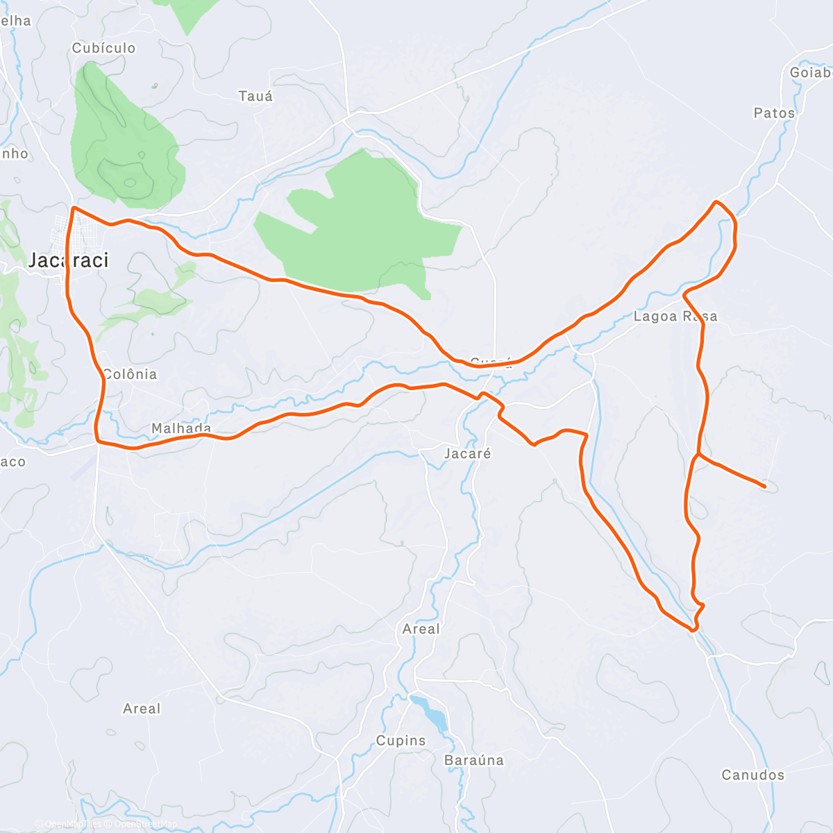 Map of the activity, Pedal Jacaraci - Cabeça Danta - Veredinha - Lagoa Rasa