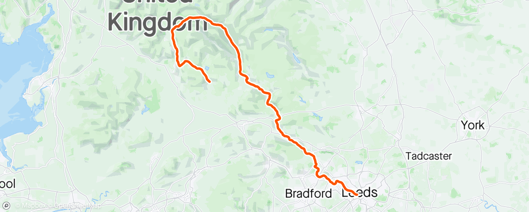 Map of the activity, Leeds to Malham