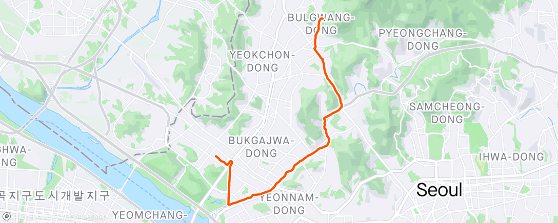 Map of the activity, 월요 퇴근주 러닝 12km
