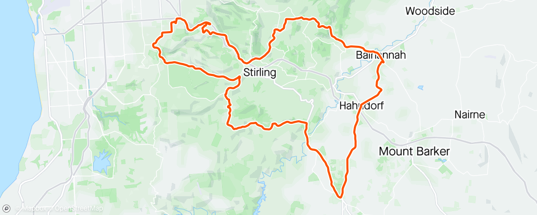 Map of the activity, ShEOak-Iron-Mylor-Echunga-Hahn-G'hill-Crafers rtn