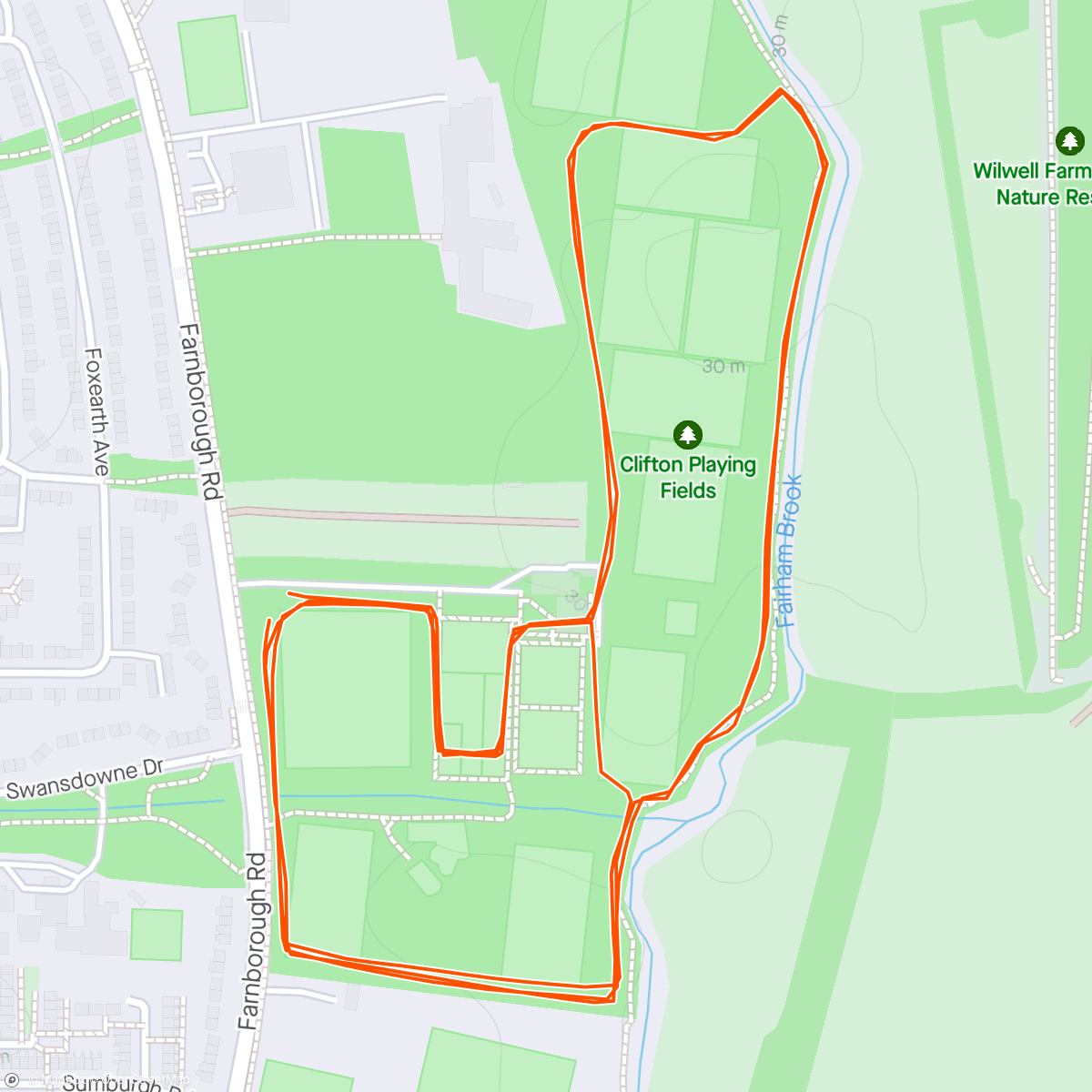 Map of the activity, Clifton parkrun.