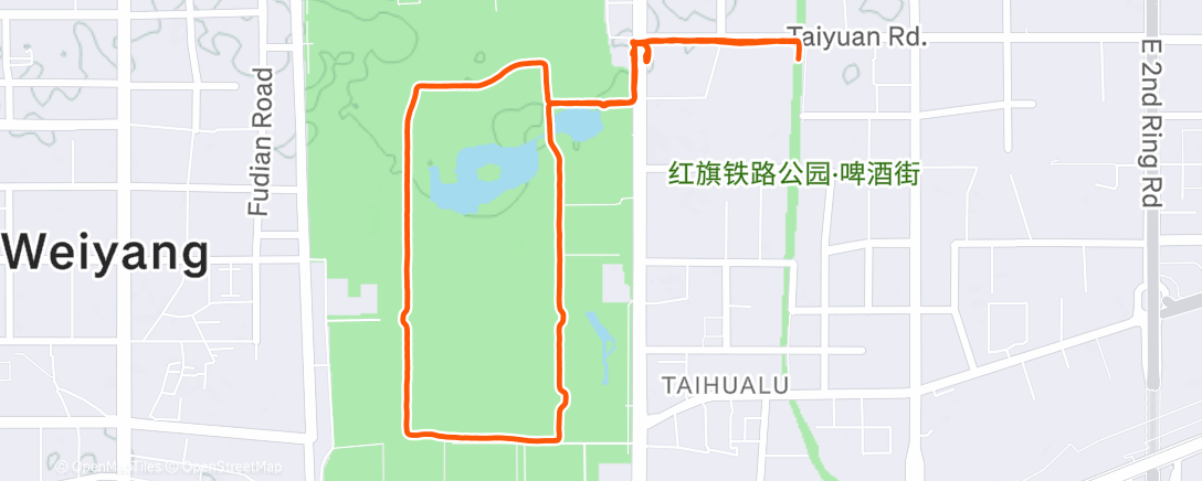 Map of the activity, Evening Run 7.5KM ☁️