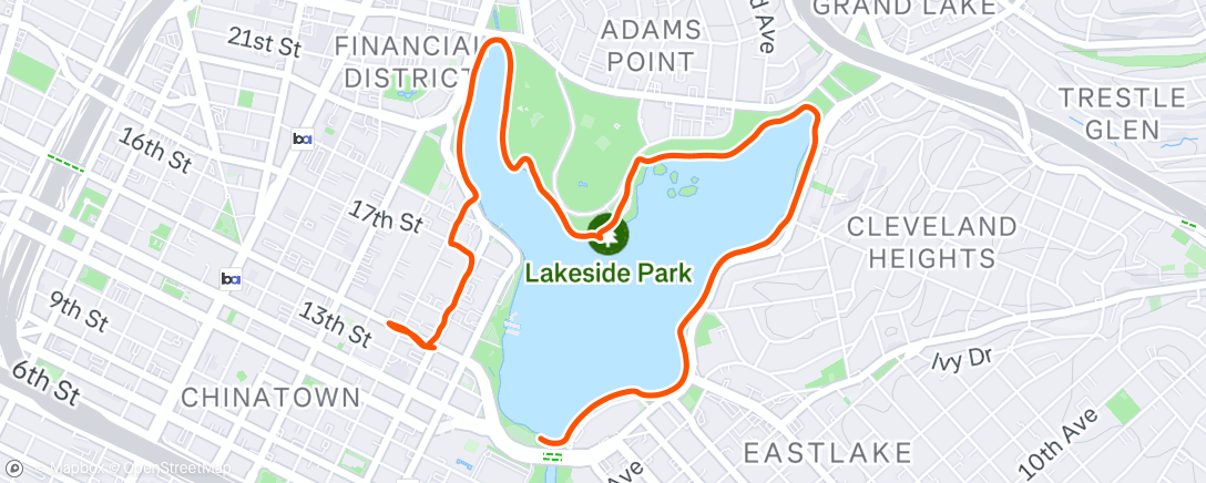 Map of the activity, Took chester around Lake Merritt