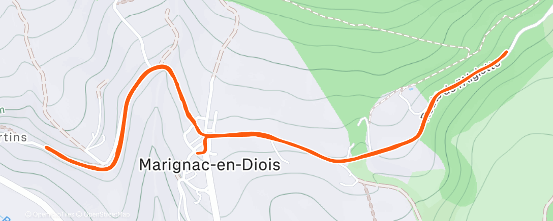 Map of the activity, Course à pied le midi