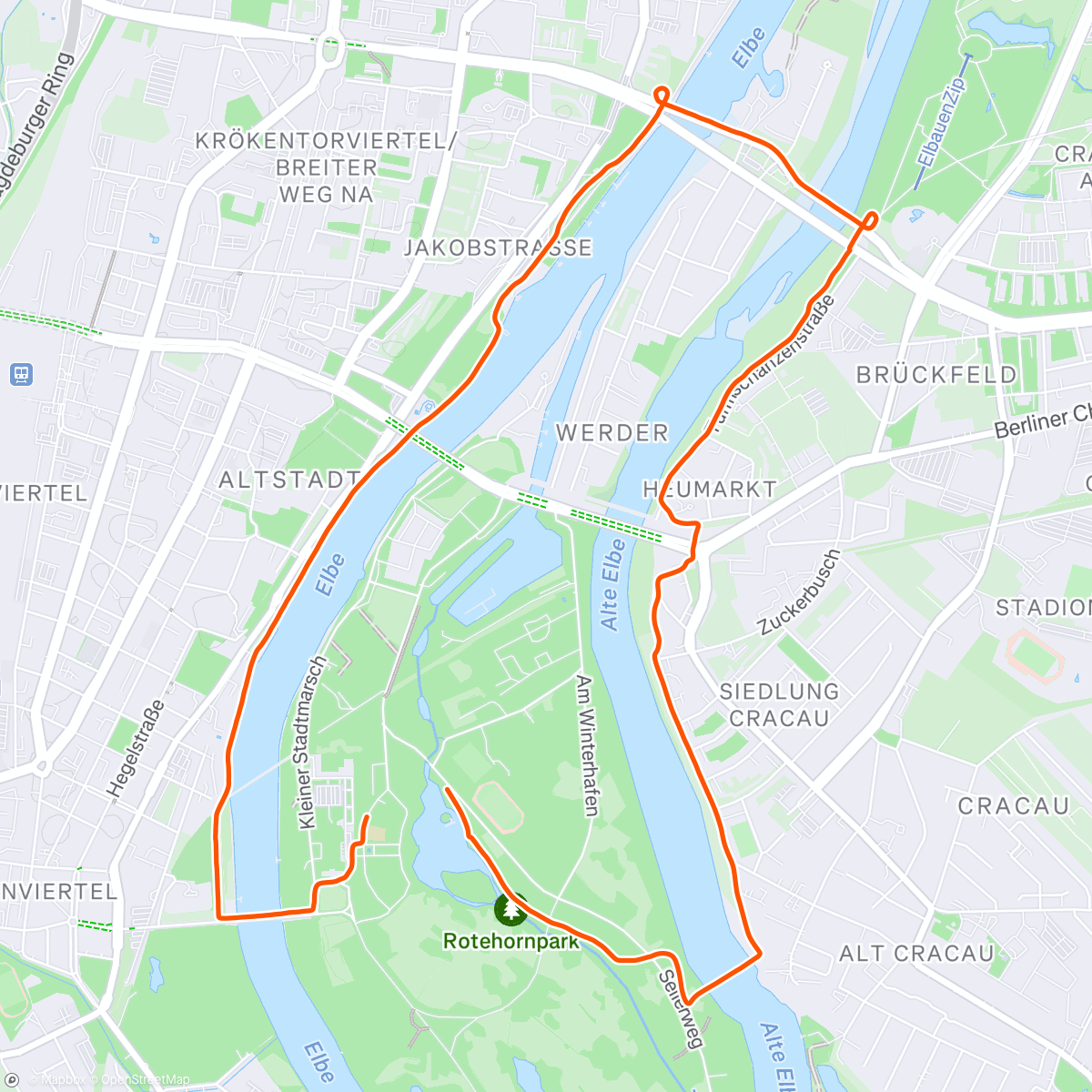 Map of the activity, Lauf am Morgen