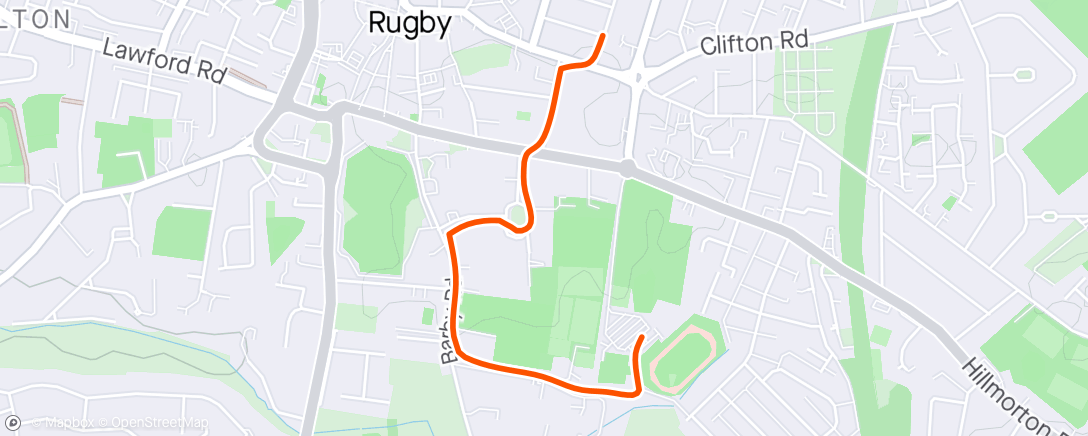 Map of the activity, Rugby jog with Polly