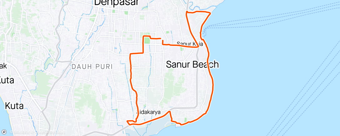 Map of the activity, Morning Ride - Padang Galak-Sanur