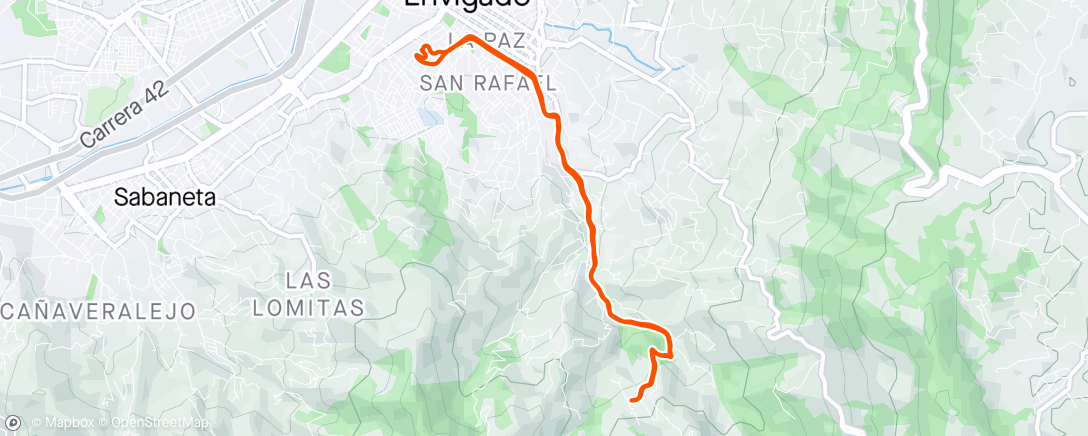 Map of the activity, Trote de Ascenso y Descenso al Salado y Carabineros en Envigado - Antioquia