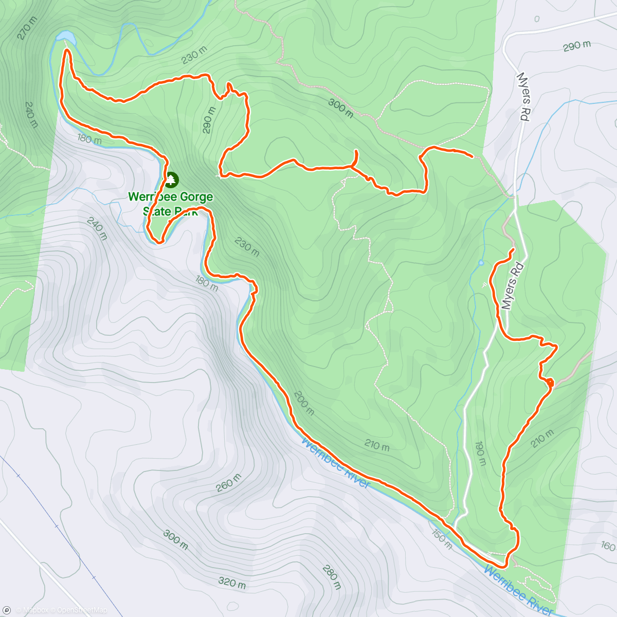 Map of the activity, Werribee Gorge Circuit Walk with the family